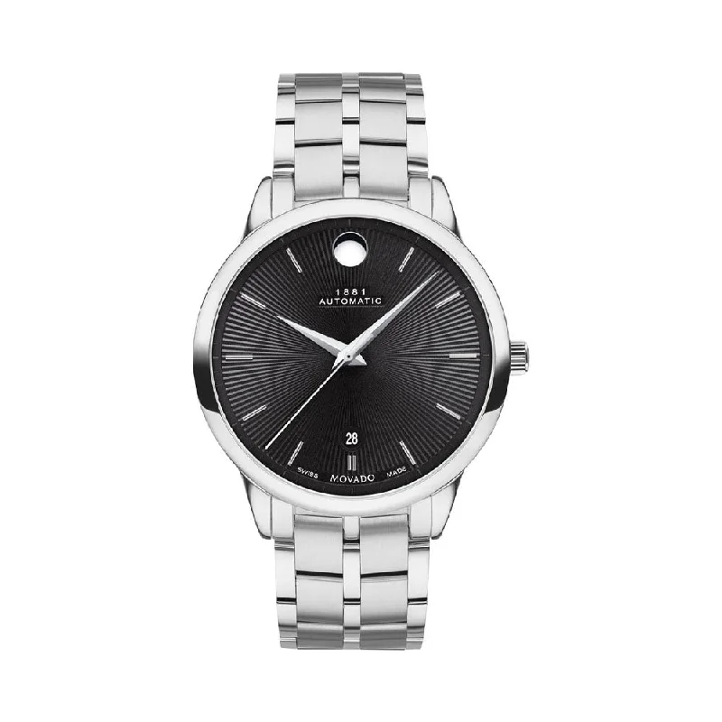 watches for women with elegant metal bracelet -Movado 0607461 1881 Swiss Automatic Black Watch For Men