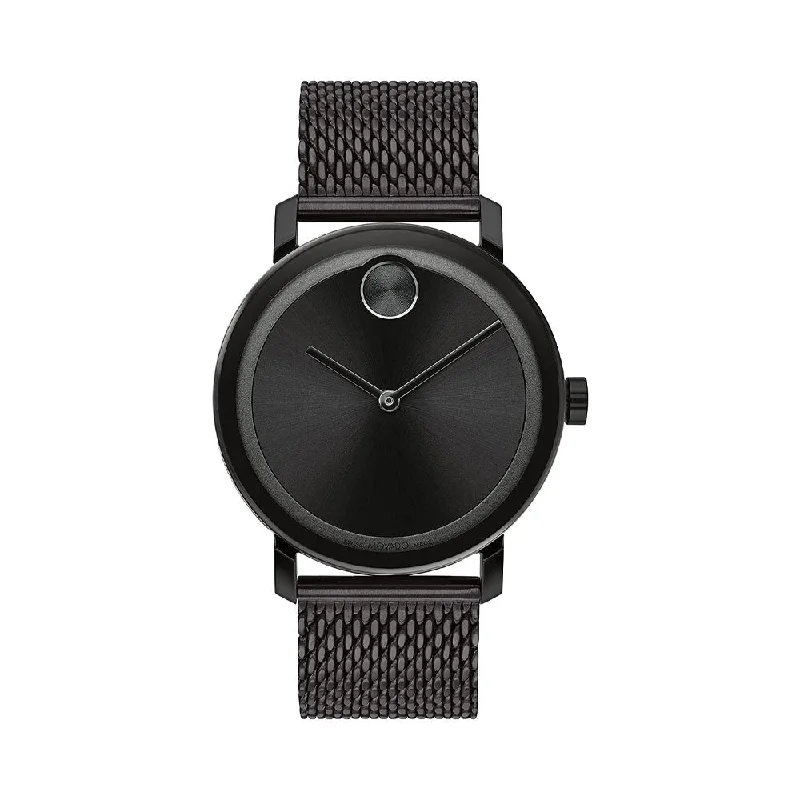 wristwatches for women with adjustable mesh band -Movado 3600792 Bold Evolution Black Ion-Plated Steel Case And Mesh Bracelet, Black Men's