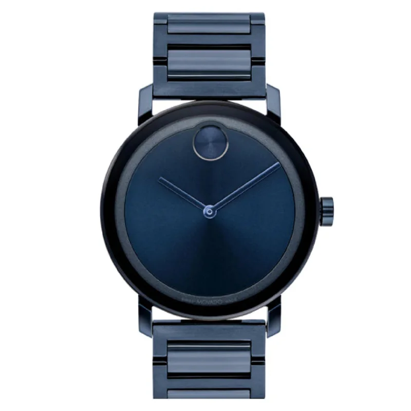 mens watches with rotating bezels for diving -Movado Bold Evolution Blue Dial Men 40mm