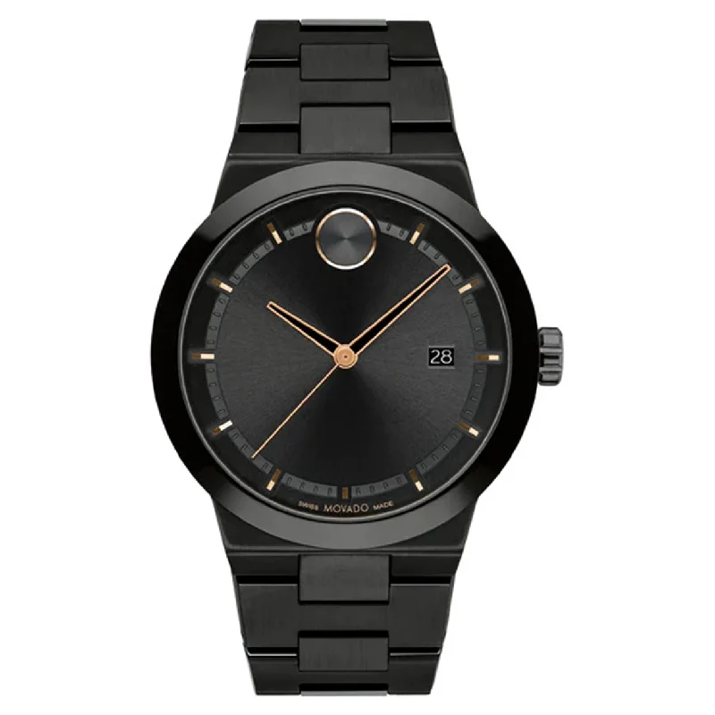 elegant silver watches for women with thin band -Movado Bold Fusion Black Dial Men 42.3mm