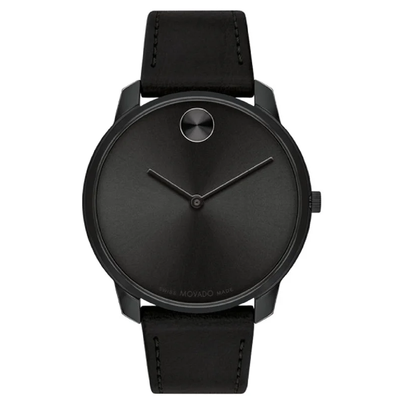 waterproof watches for men with high depth rating -Movado Bold Thin Black Dial Men 42mm