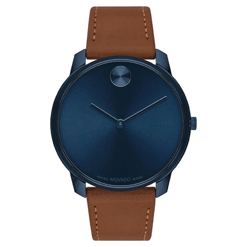 women’s wristwatches with modern metal bands -Movado Bold Thin Blue Dial Men 42mm