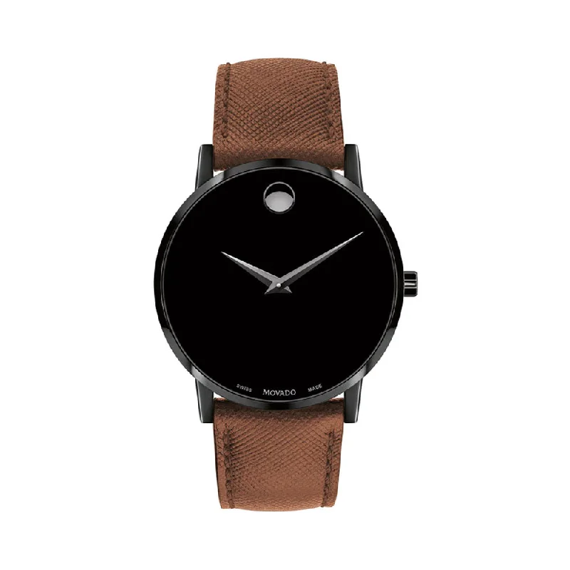 watches for men with vintage charm -MOVADO Museum Classic 0607198 Black Watch For Men