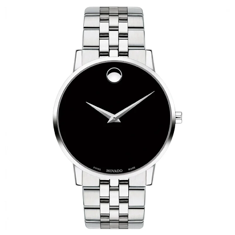 mens watches with blue dial color -Movado Museum Classic Black Dial Men 40mm