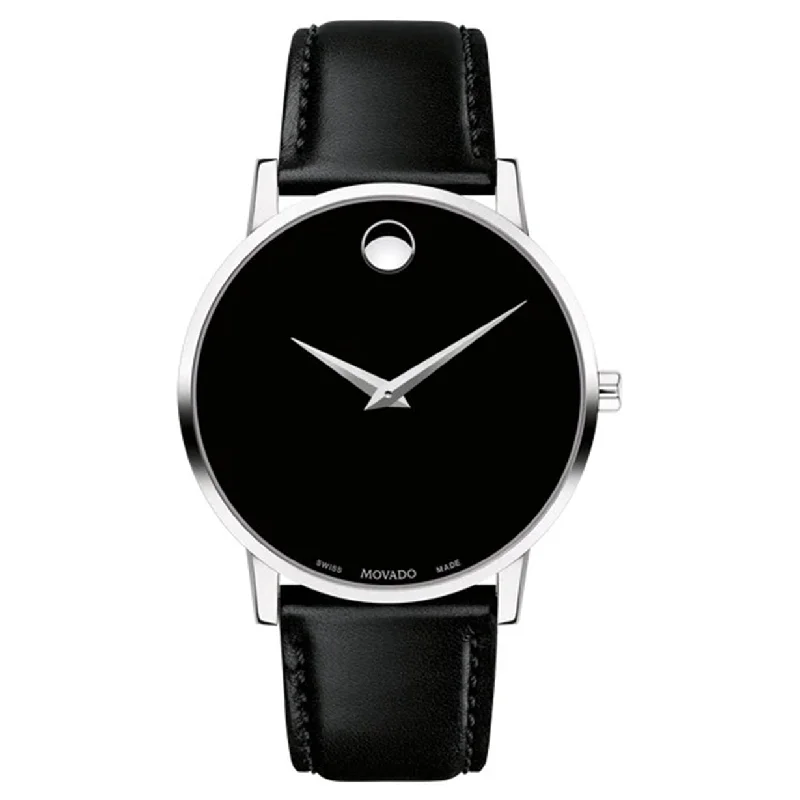 watches for women with simple minimalist dials -Movado Museum Classic Black Dial Men 40mm