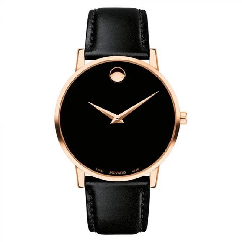 affordable leather watches for men -Movado Museum Classic Black Dial Men 40mm