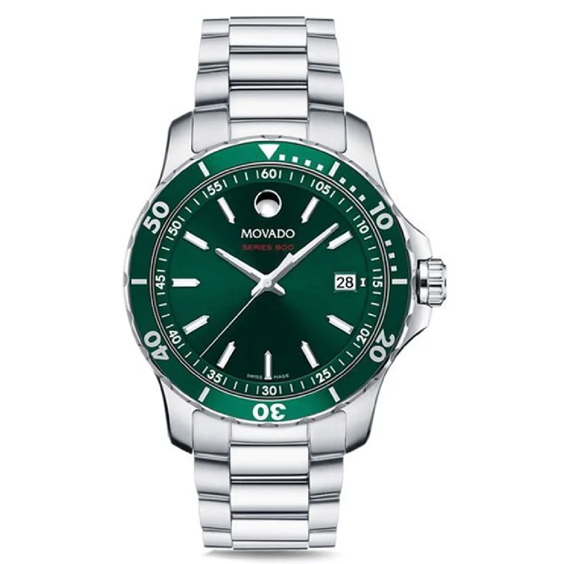 high-end sport watches for men with gps -Movado Series 800 Green Dial Men 40mm