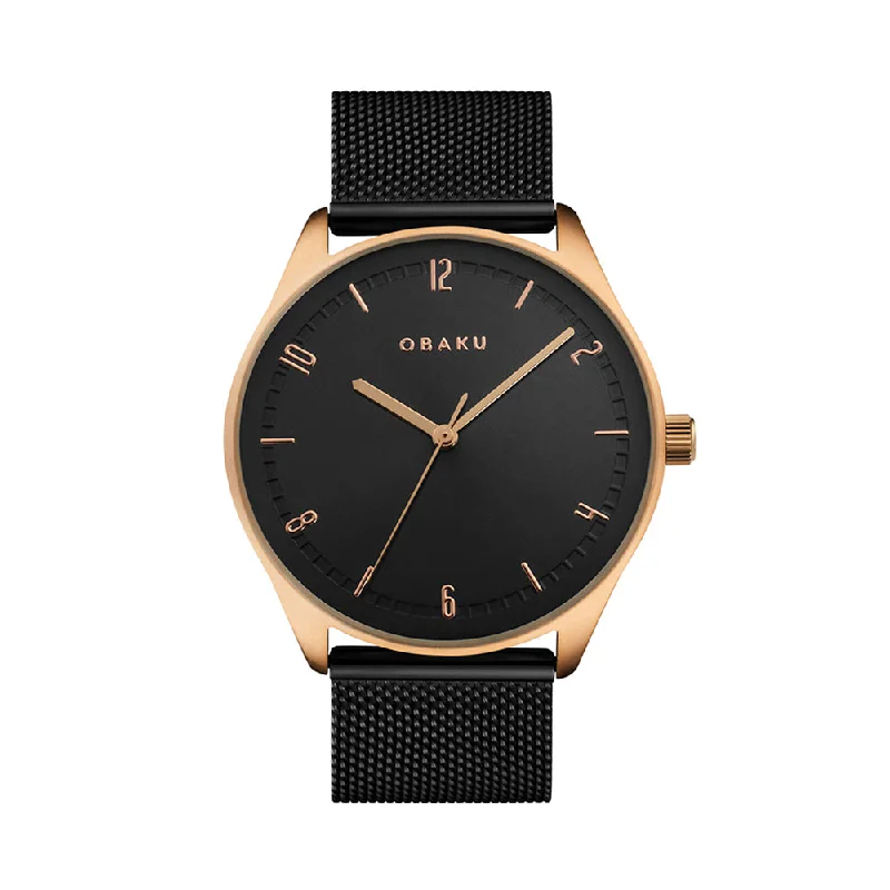 womens watches with vintage aesthetic -OBAKU Men AGER-NIGHT - V235GXVBMB