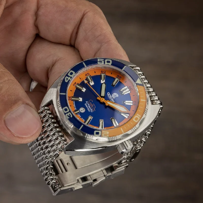 vintage watches for men with leather bands -Ocean Crawler Core Diver (Blue/Orange) LE - 600m Swiss Mvmt (Regulated)