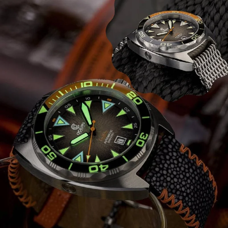 best watches for men with dual display -Ocean Crawler Core Diver (Textured Black) LE - 600m Swiss Mvmt (Regulated)