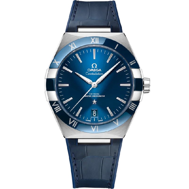 mens watches for casual adventures -Omega Constellation Co‑Axial Master Chronometerblue Dial Men 41MM