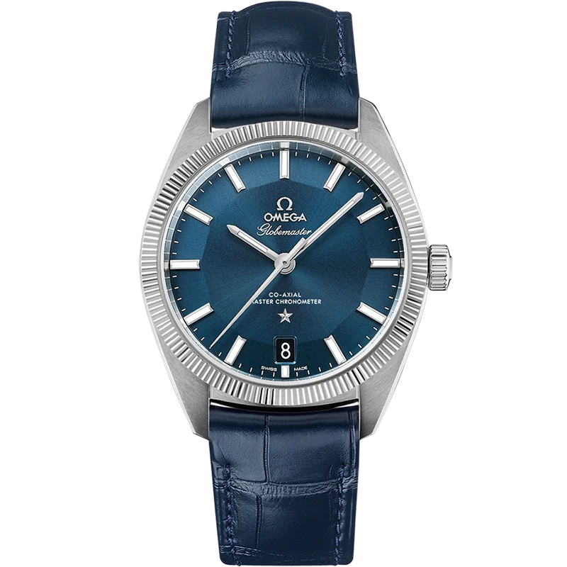 fitness watches for women with calorie tracker -Omega Constellation Globemaster Co‑Axial Master Chronometer Blue Dial Men 39MM