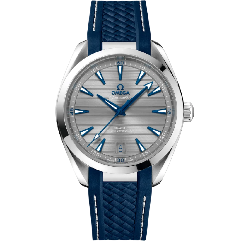 watches for women with colored straps -Omega Seamaster Aqua Terra 150M Co‑Axial Master Chronometer Grey Dial Men 41MM