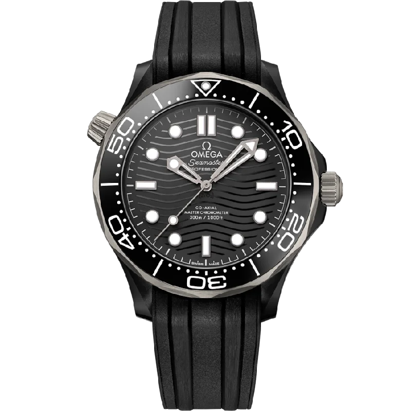 classic leather watches for men with clean dial -Omega Seamaster Diver 300M Co‑Axial Master Chronometerblack Dial Men 43.5MM