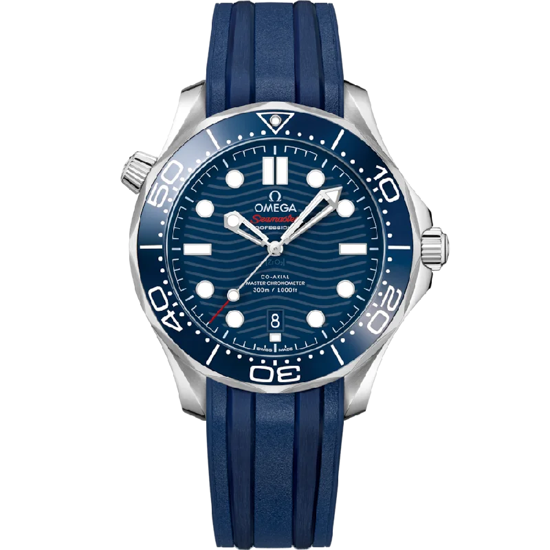 women’s fashion watches with rhinestones -Omega Seamaster Diver 300M Co‑Axial Master Chronometerblue Dial Men 42MM