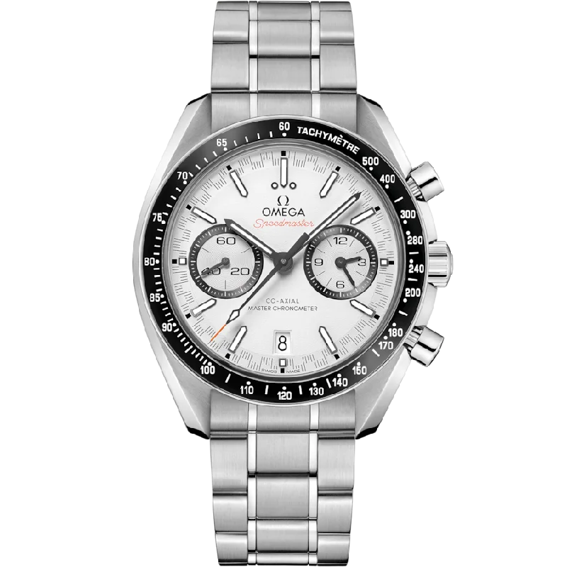 mens watches with minimalist aesthetic -Omega Speedmaster Racing Co‑Axial Master Chronometer Chronographwhite Dial Men 44.25MM