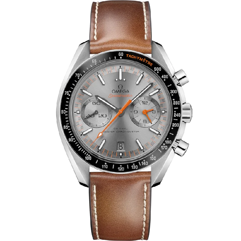 mens watches with multiple time zone functions -Omega Speedmaster Racing Co‑Axial Master Chronometer Grey Dial Men 44.5MM