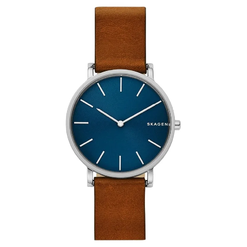 mens watches with multiple time zone functions -Skagen Hagen Navy Dial Men 38mm