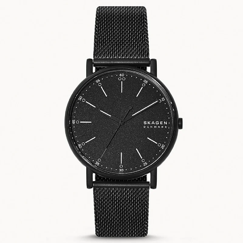 mens watches with luminous dials for night visibility -Skagen Signatur Black Dial Men 40mm