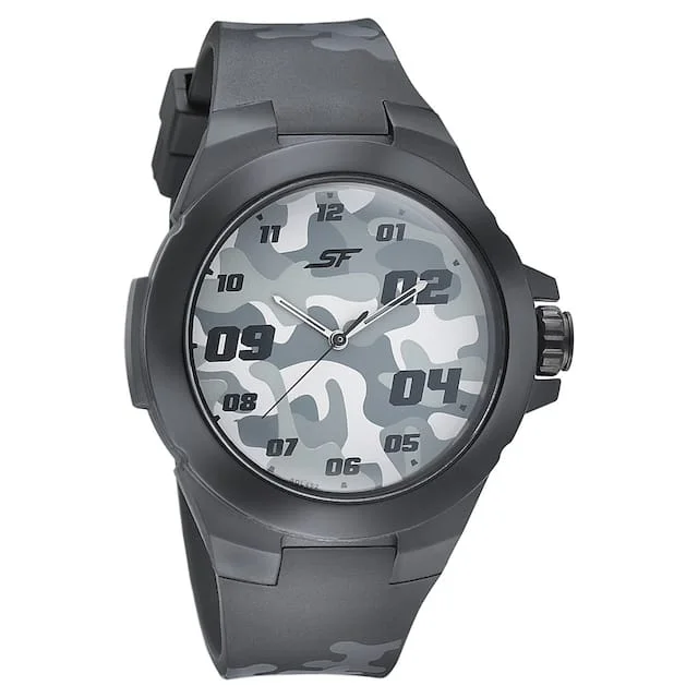 smartwatch with built-in gps for outdoor adventures -SF Turbo Army Grey Dial & Plastic Starp