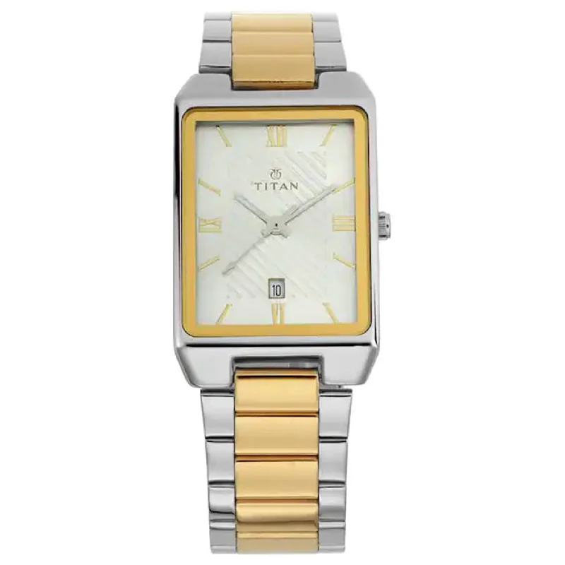 watches for women with simple minimalist dials -Titan Neo Gold & Silver