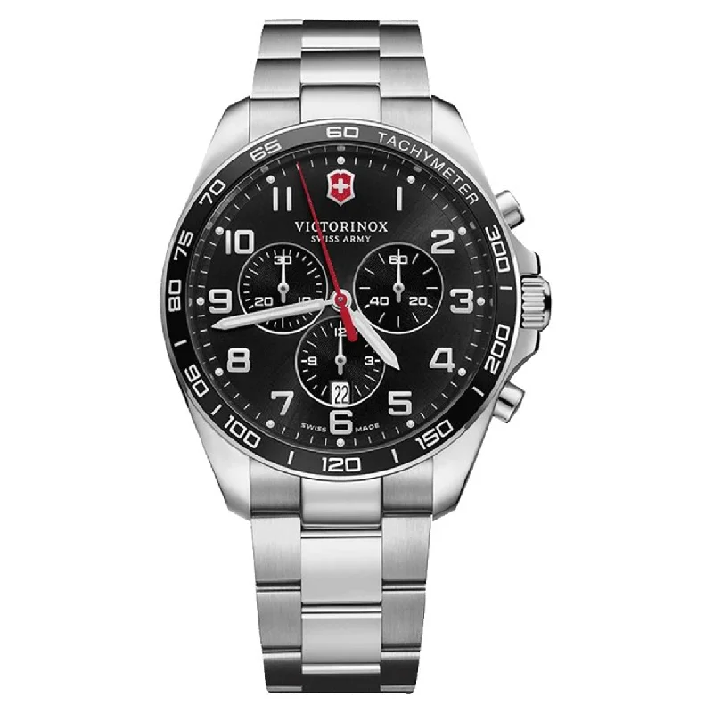 classic leather watches for men with clean dial -Victorinox Fieldforce Classic Silver Stainless Steel Men 42mm