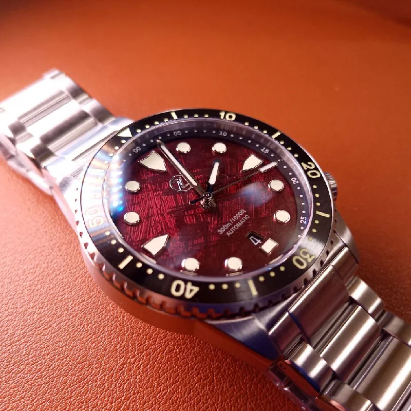 watches for women with colored straps -Zelos Great White V2 - Red Meteorite “Blood Moon” LE