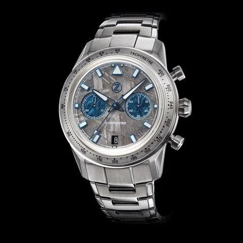 womens wristwatches with crystal encrusted dial -Zelos Starfighter Chronograph - Meteorite Limited Edition (ETA 2894)